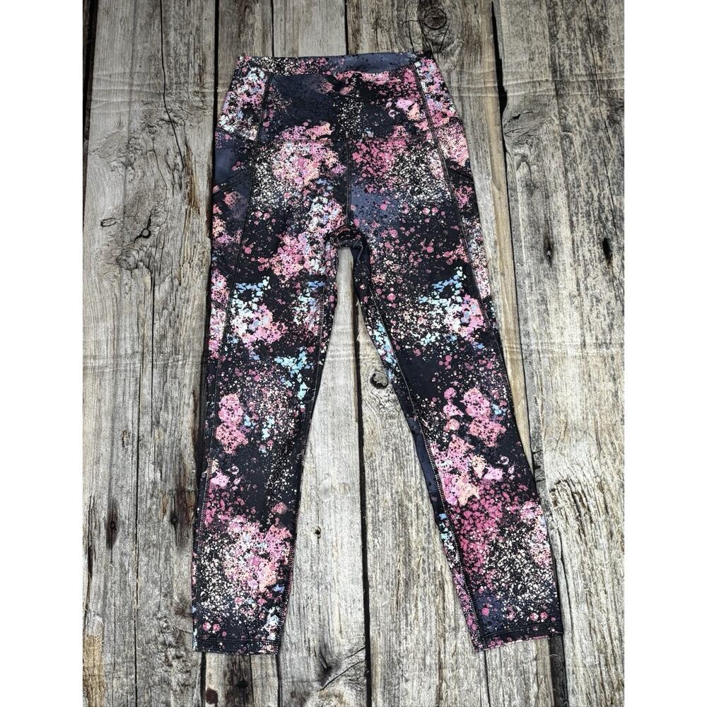 Spyder Leggings Womens Black Multi Color Paint Splatter Pockets Size Small - Picture 2 of 7